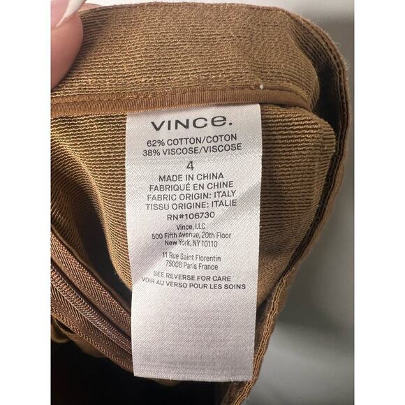 Vince Cotton Blend Pintuck High-Waisted Tailored Shorts Amber Wave Women's US 4 - Picture 9 of 10